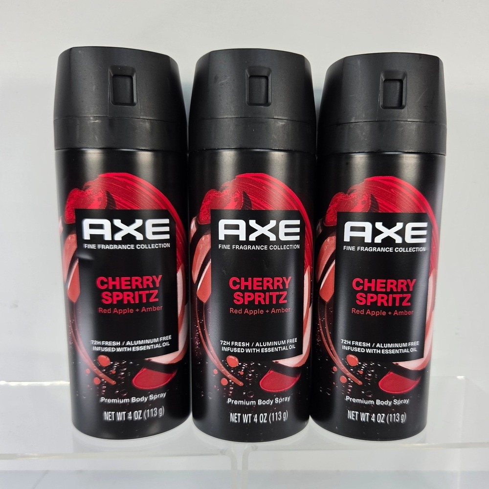 3 Pack AXE Fine Fragrance Collection Cherry Spritz Body Spray 4oz